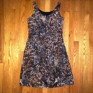 Michael Kors Dress Women 8 Black Brown Animal Print Sleeveless Lined